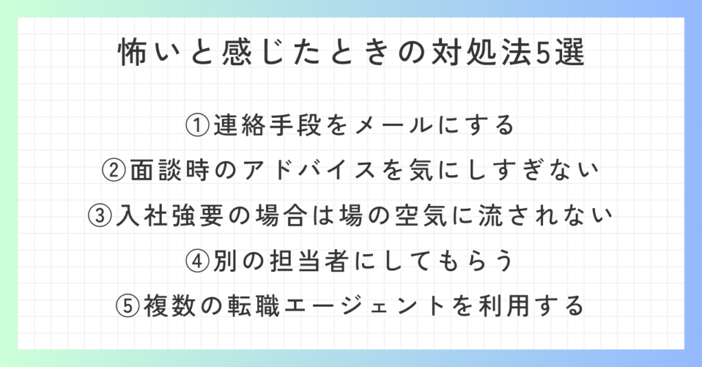 見出し「転職エージェントが怖いと感じたときの対処法5選」の概要