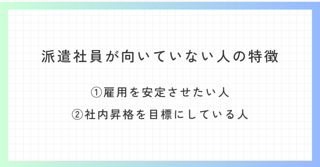 見出し「派遣社員が向いていない人の特徴」の概要
